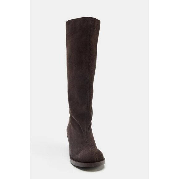 ZARA SPLIT SUEDE KITTEN HEEL BOOTS - Picture 5 of 7